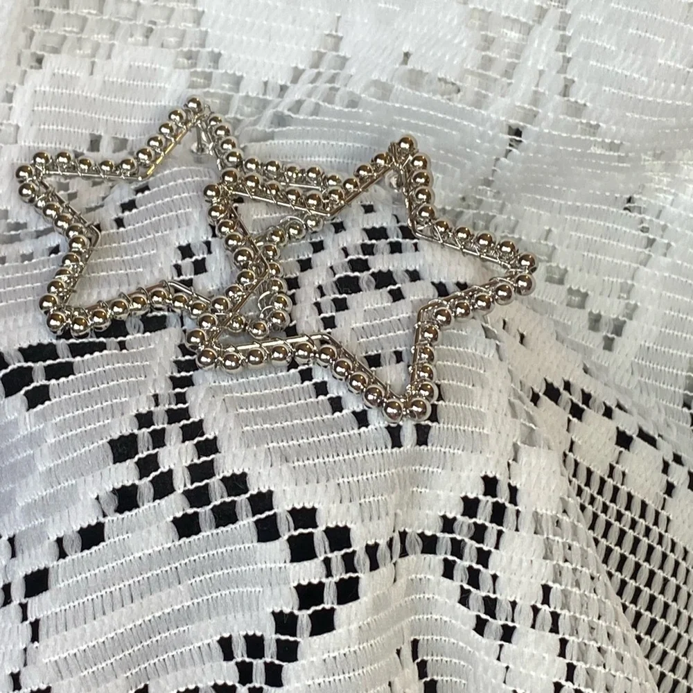 NWT BRIGHT STAR LIGHTWEIGHT SILVER EARRINGS SPECIAL VALENTINE GIFT IDEAS - Picture 7 of 13